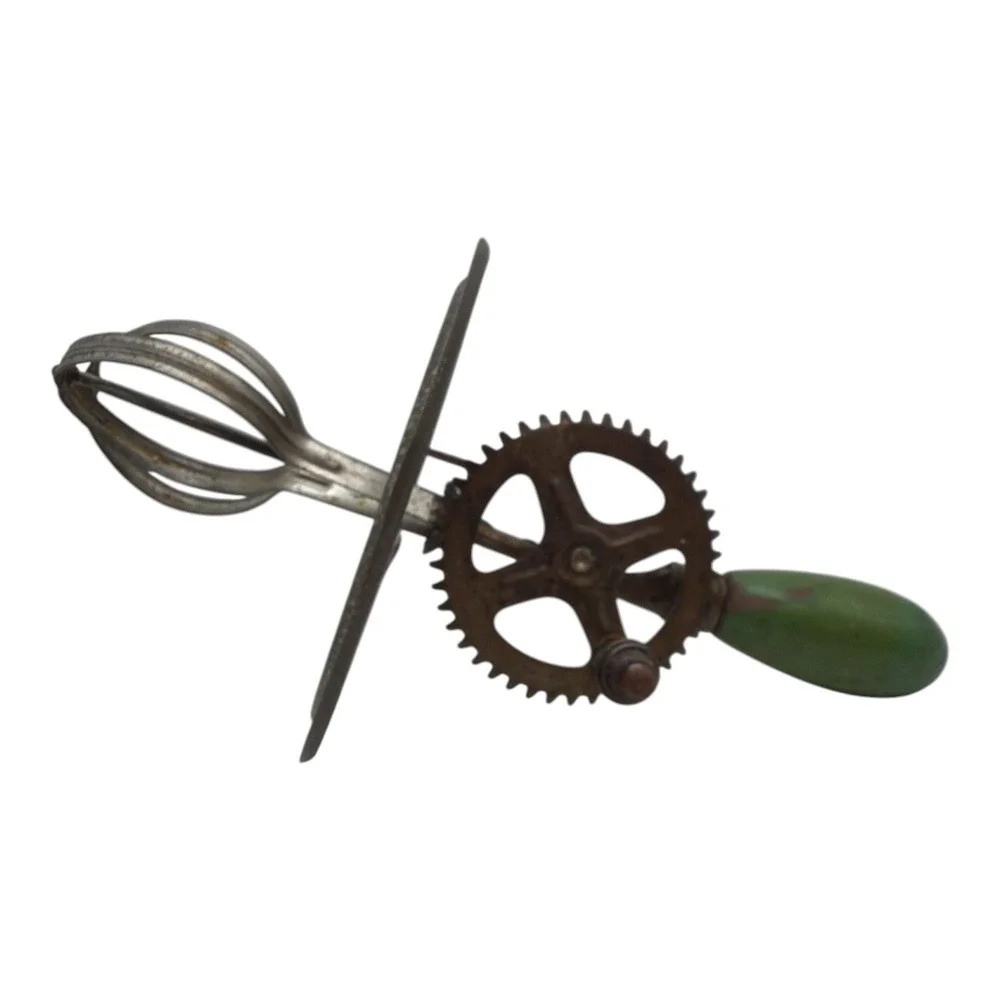 A&J Hand-Crank Egg Beater Green Handle USA pat. 1923